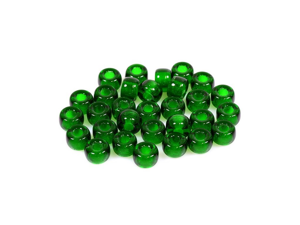 Pressed Beads Pony Bagel Transparent Green Glass Czech Republic