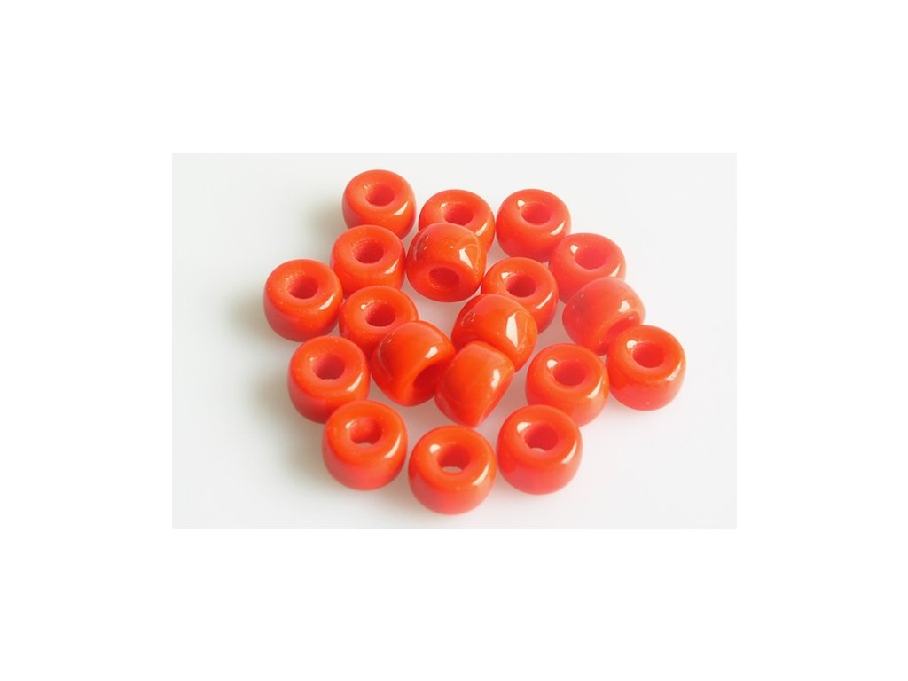 Pressed Beads Pony Bagel Red Glass Czech Republic