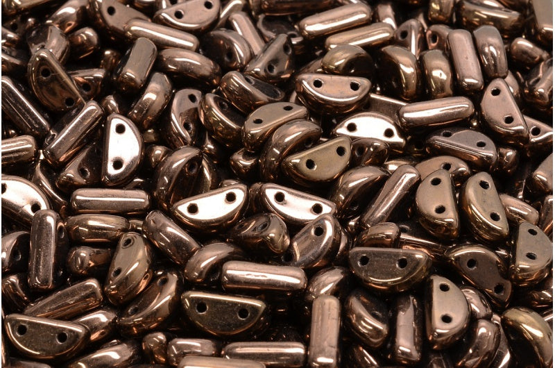 Half Moon Beads, Black Bronze (23980-14415), Glass, Czech Republic