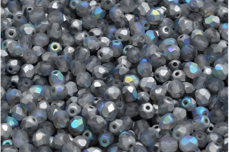 ファセットビーズラウンド、クリスタルマット98530(00030-84100-98530)、ボヘミアクリスタルガラス、チェコ共和国