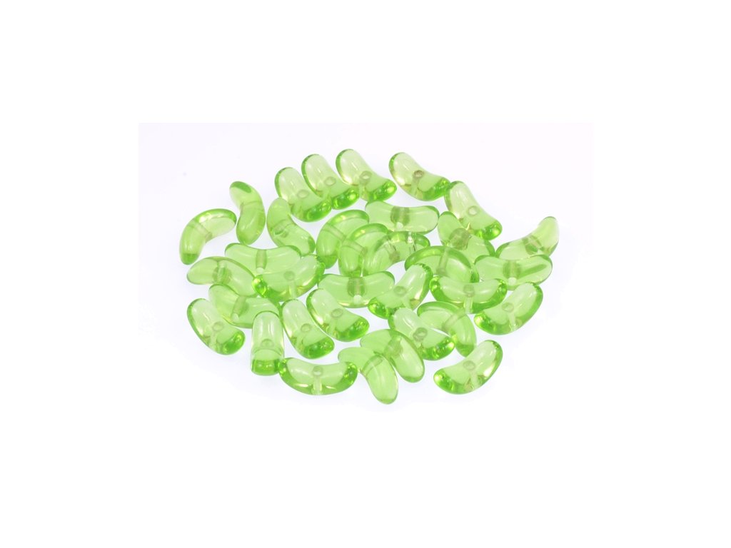 Pressed Beads Banana Transparent Green Glass Czech Republic