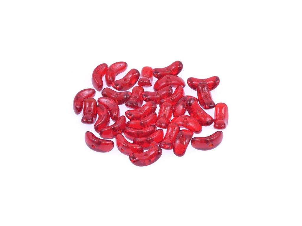 Pressed Beads Banana Transparent Red Glass Czech Republic