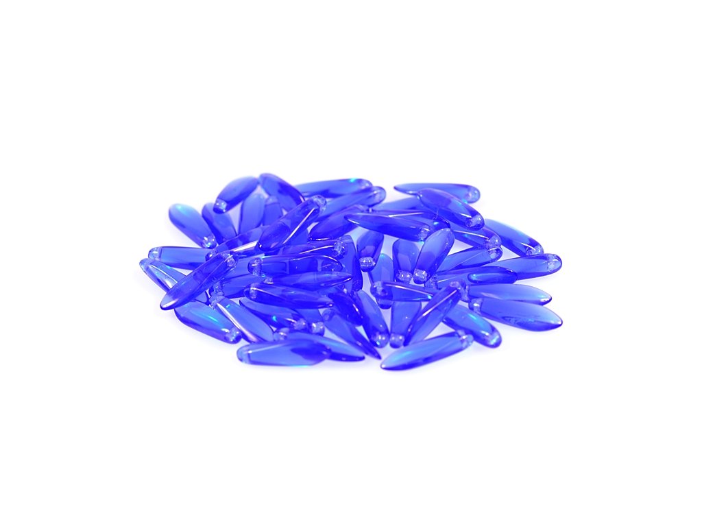 Pressed Beads Dagger Thorn Transparent Blue Glass Czech Republic