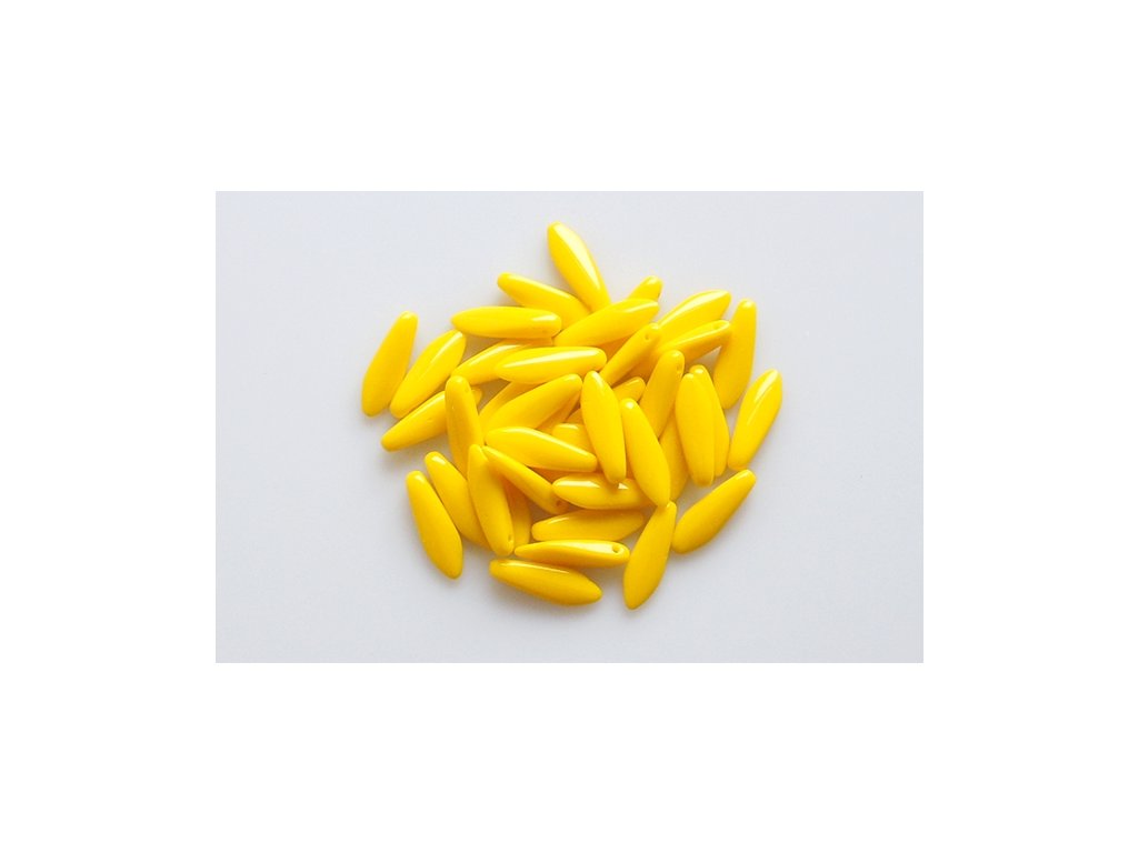 Pressed Beads Dagger Thorn Yellow Glass Czech Republic