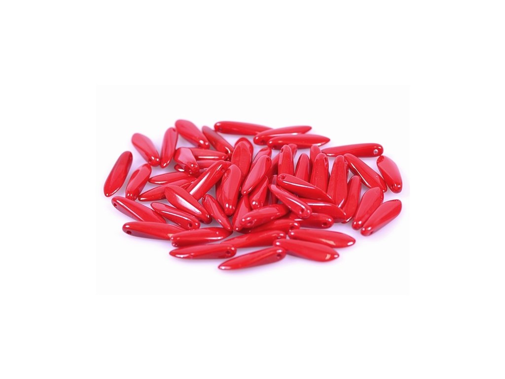 Pressed Beads Dagger Thorn Opaque Red Glass Czech Republic
