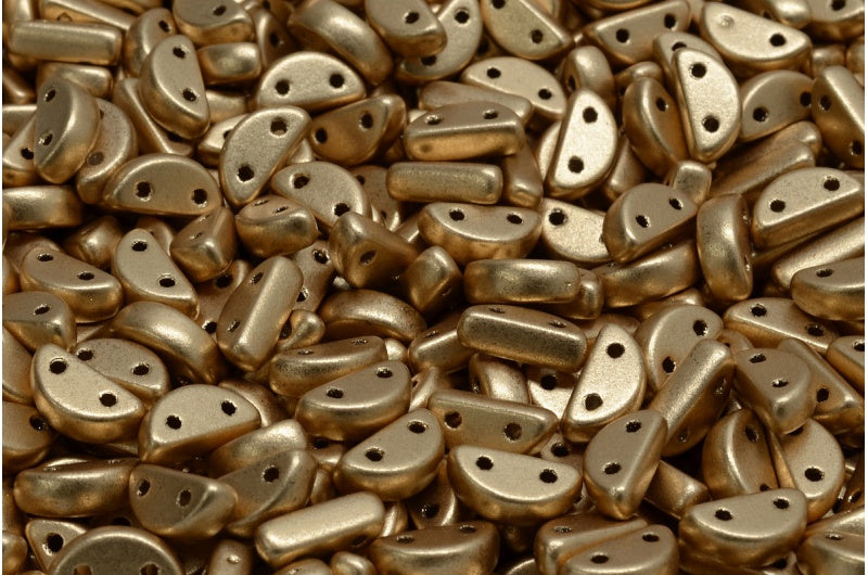 Half Moon Beads, Crystal Aztec Pale Gold (00030-01710), Glass, Czech Republic