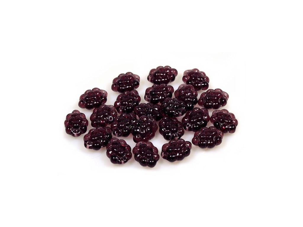 Pressed Beads Grape Transparent Amethyst Glass Czech Republic