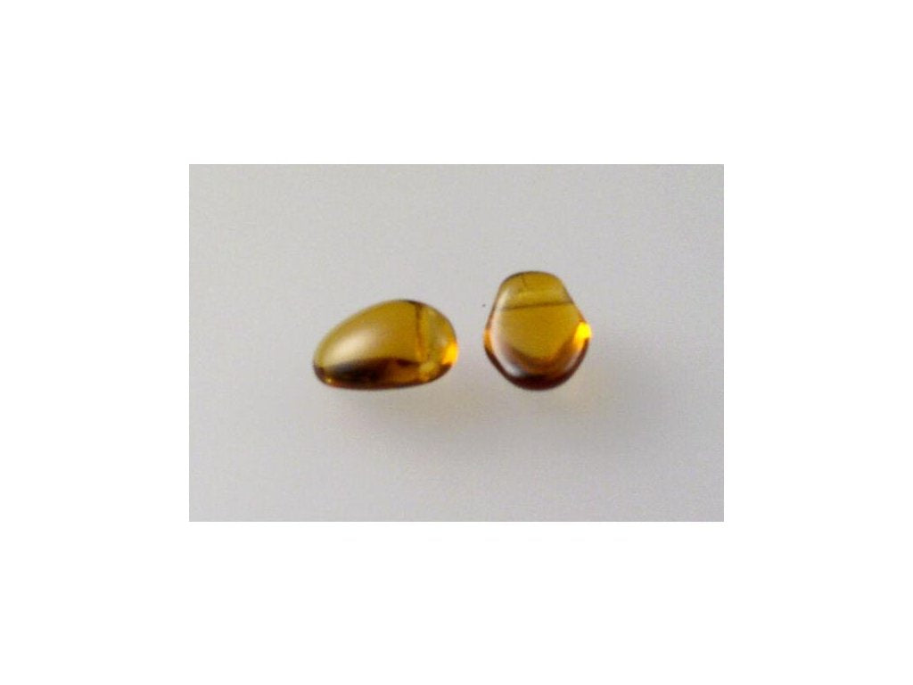 Pressed Beads Drop Leaf Transparent Brown Glass Czech Republic