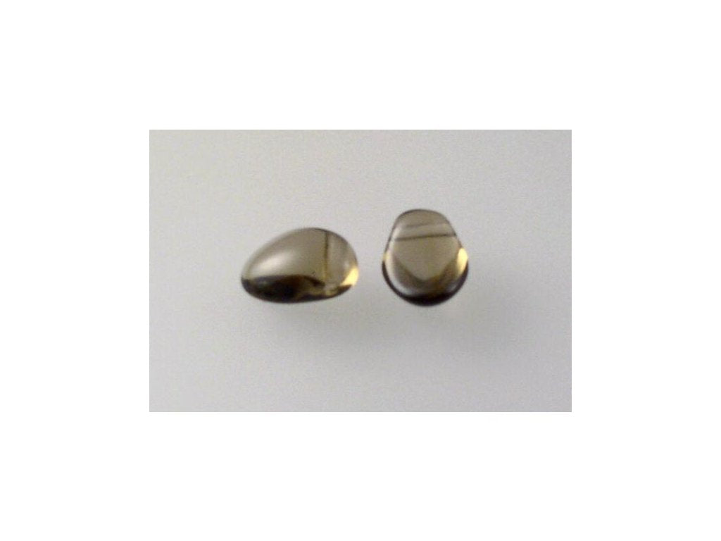 Pressed Beads Drop Leaf Transparent Brown Glass Czech Republic