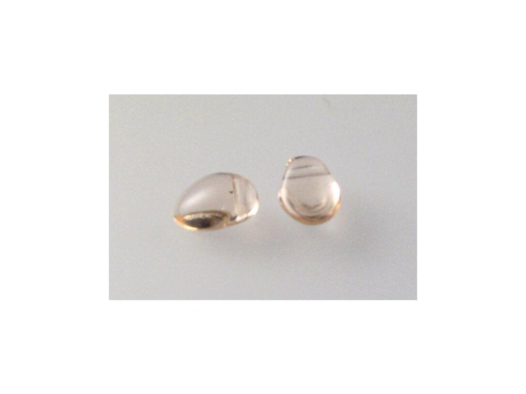 Pressed Beads Drop Leaf Transparent Pink Glass Czech Republic