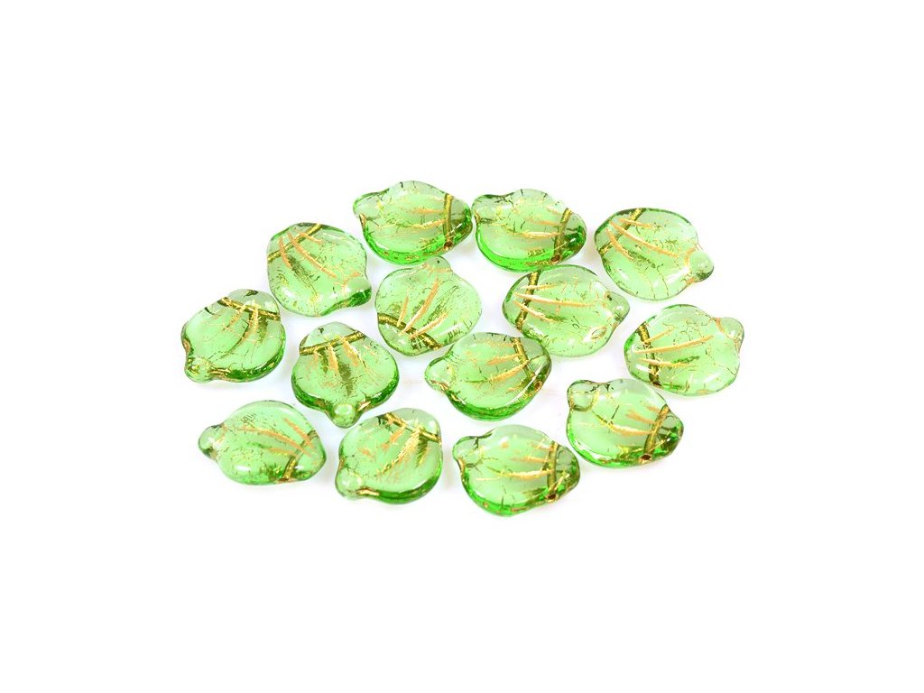Pressed Beads Heart Leaf 50520/54202 Glass Czech Republic