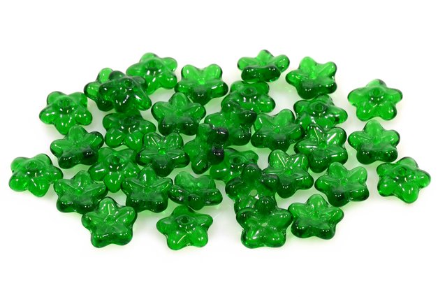 Pressed Beads Flower 8 mm, Transparent Green (50140), Bohemia Crystal Glass, Czechia 11174210