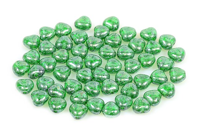 Heart Beads 6 x 6 mm, Transparent Green Hematite (50140-14400), Bohemia Crystal Glass, Czechia 11179001