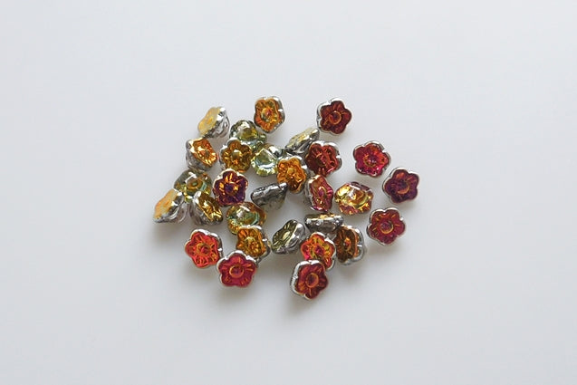 Pressed Beads 5-petal Small Flower 8 mm, Crystal Jet Volcano (30-28001), Bohemia Crystal Glass, Czechia 11179205