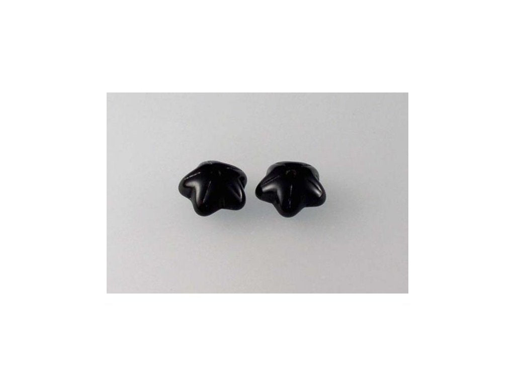 Pressed Beads Flower Black Glass Czech Republic