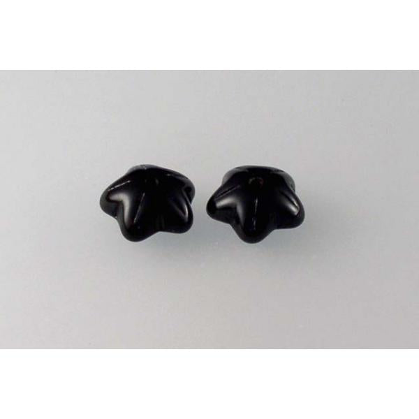 Pressed Beads 5-petal Flower 10 mm, Black (23980), Bohemia Crystal Glass, Czechia 11179215