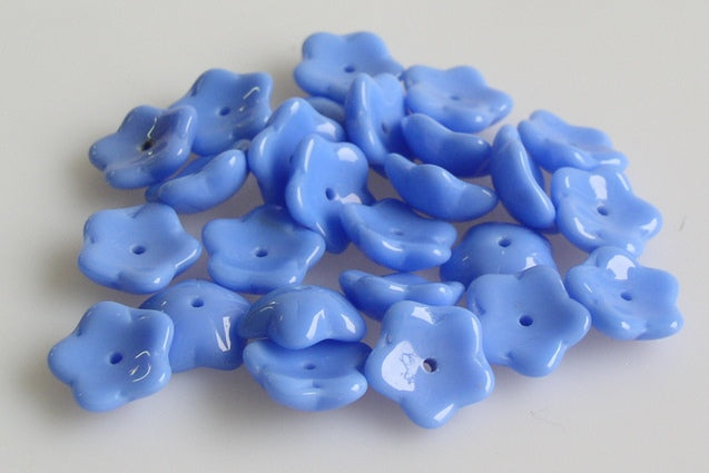 Pressed Beads 5-petal Flower 10 mm, Opaque Blue (33030), Bohemia Crystal Glass, Czechia 11179215