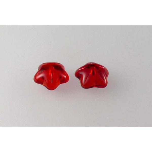 Pressed Beads 5-petal Flower 10 mm, Ruby Red (90080), Bohemia Crystal Glass, Czechia 11179215