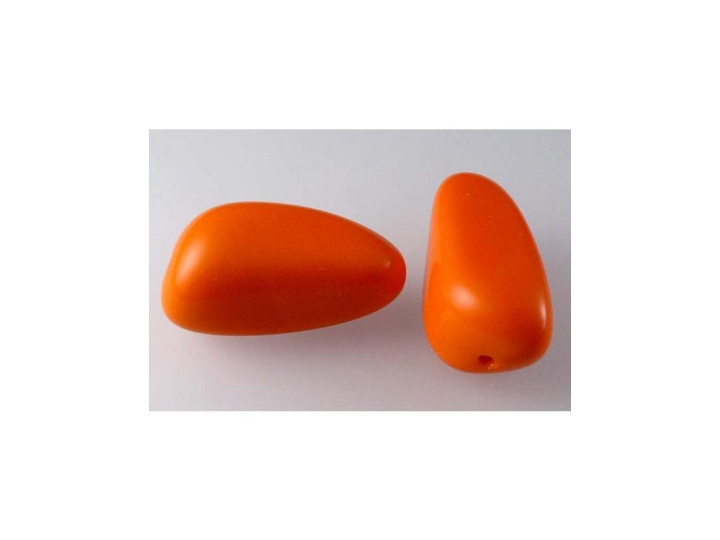 Pressed Beads Deep Orange Glass Czech Republic