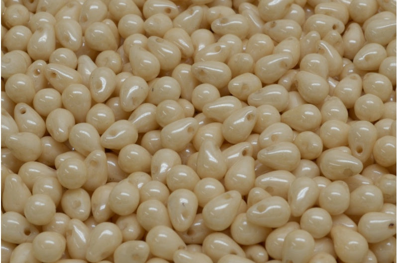 ドロップビーズ、ホワイトラスターブラウンフルコーティング(02010-14413)、ガラス、チェコ共和国