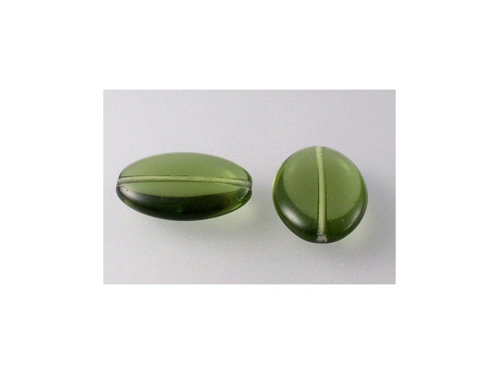 Pressed Beads Transparent Green Glass Czech Republic