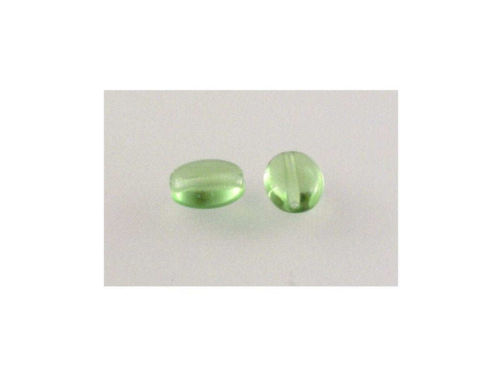 Pressed Beads Transparent Green Glass Czech Republic