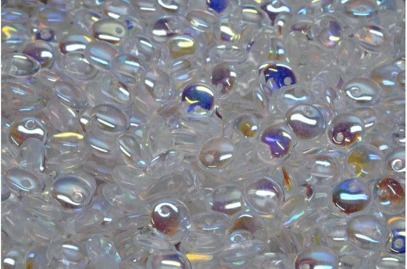 レンズ豆ビーズ、クリスタルAb(00030-28701)、ガラス、チェコ共和国