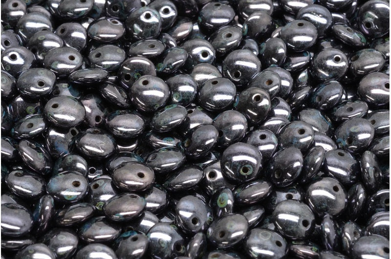 Lentil Beads, Black 65432 (23980-65432), Glass, Czech Republic