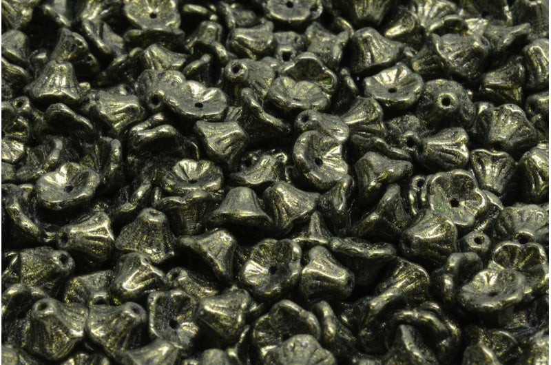 钟花杯珠,黑色 57950 (23980-57950),玻璃,捷克共和国