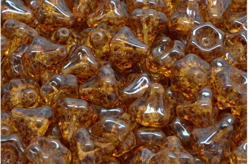 フラワーベルビーズ、クリスタルトラバーチン(00030-86800)、ガラス、チェコ共和国