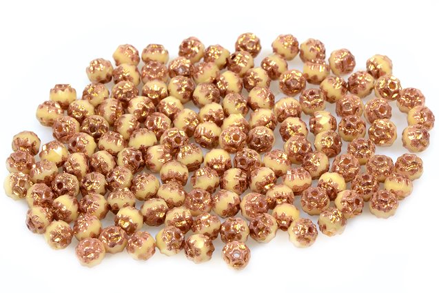 Fire Polished Faceted Beads Cathedral 4 mm, Beige 91434 (13020-91434), Bohemia Crystal Glass, Czechia 15119104