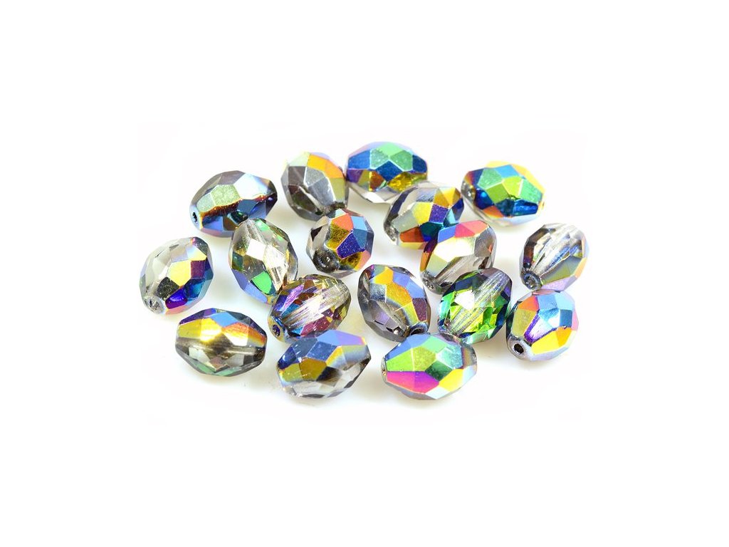 Fire Polished Faceted Beads Oval Olive 00030/28137 Glass Czech Republic