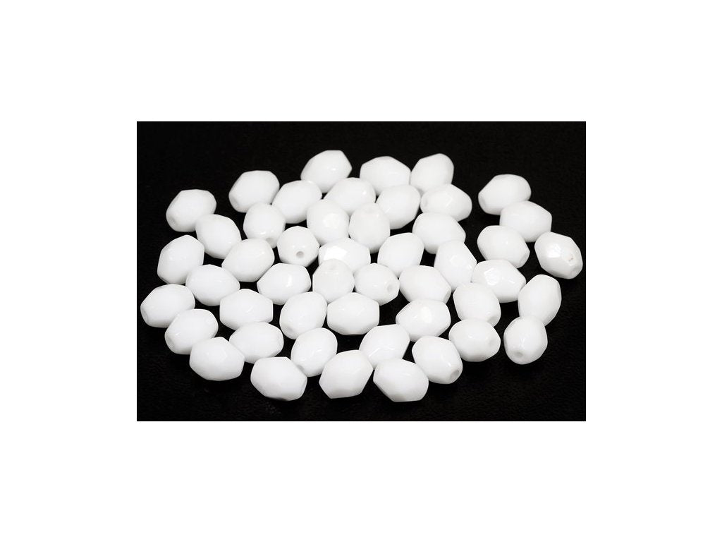Fire Polished Faceted Beads Olives Chalk White Glass Czech Republic