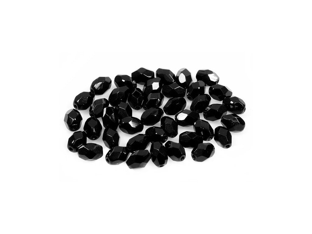Fire Polished Faceted Beads Olives Black Glass Czech Republic