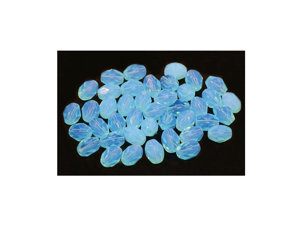 Fire Polished Faceted Beads Olives Opal Aqua Glass Czech Republic