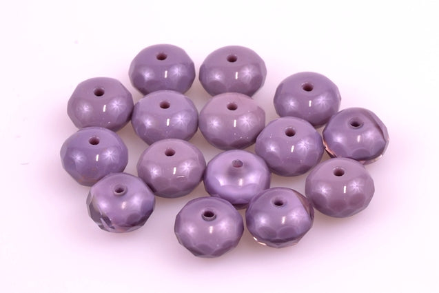 Fire Polished Faceted Beads Rondelle 9 mm, Opaque Amethyst (23030), Bohemia Crystal Glass, Czechia 15135001