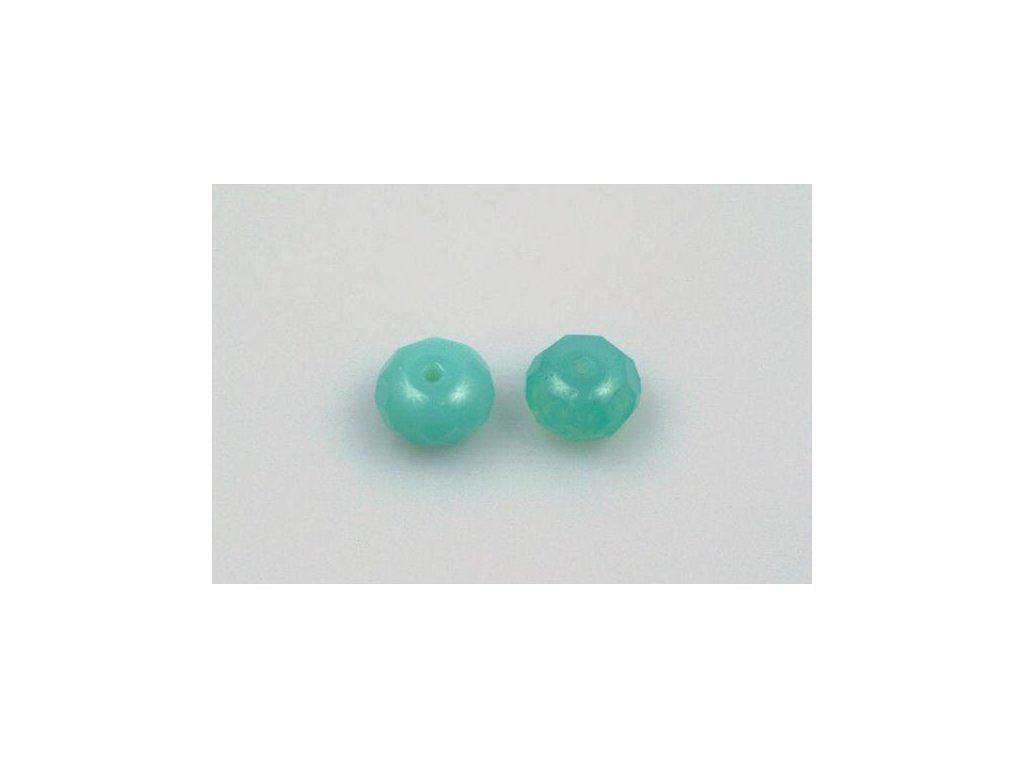 Fire Polished Faceted Beads Rondelle Opal Aqua Glass Czech Republic