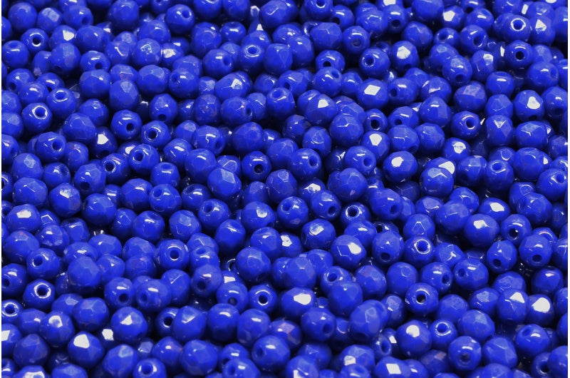 ファセット加工ビーズラウンド、不透明ブルーテラコッタブルー(33050-15464)、ボヘミアクリスタルガラス、チェコ共和国