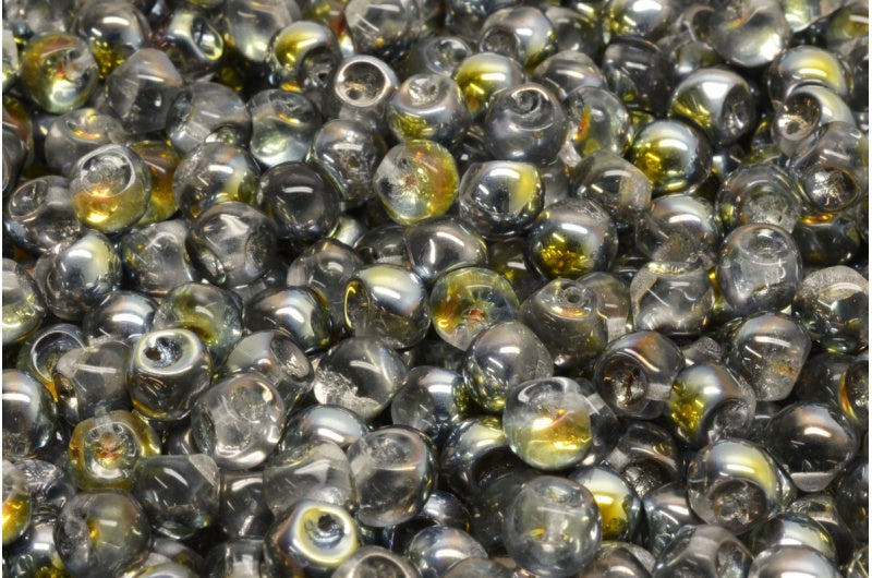 Mushroom Button Beads, Crystal Jet Volcano (00030-28001), Glass, Czech Republic