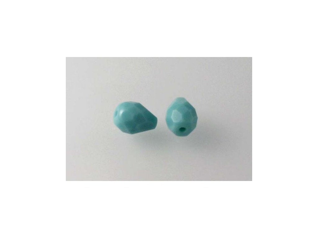 Fire Polished Faceted Beads Pear Turquoise Glass Czech Republic