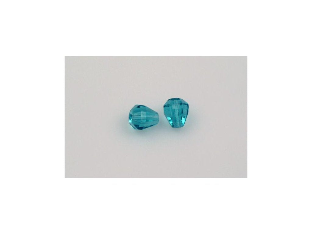 Fire Polished Faceted Beads Pear Drop Transparent Aqua Glass Czech Republic