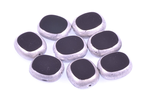 Shaped Table Cut Beads 14 x 12 mm, Black Silver (23980-27000), Bohemia Crystal Glass, Czechia 99130310