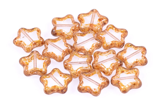 Star Table Cut Beads 12 mm, Crystal Travertin (30-86800), Bohemia Crystal Glass, Czechia 99130380