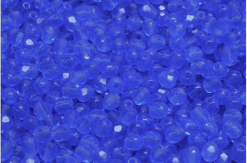 ファセット加工ビーズ ラウンド、オパールブルー(31010)、ボヘミアクリスタルガラス、チェコ共和国