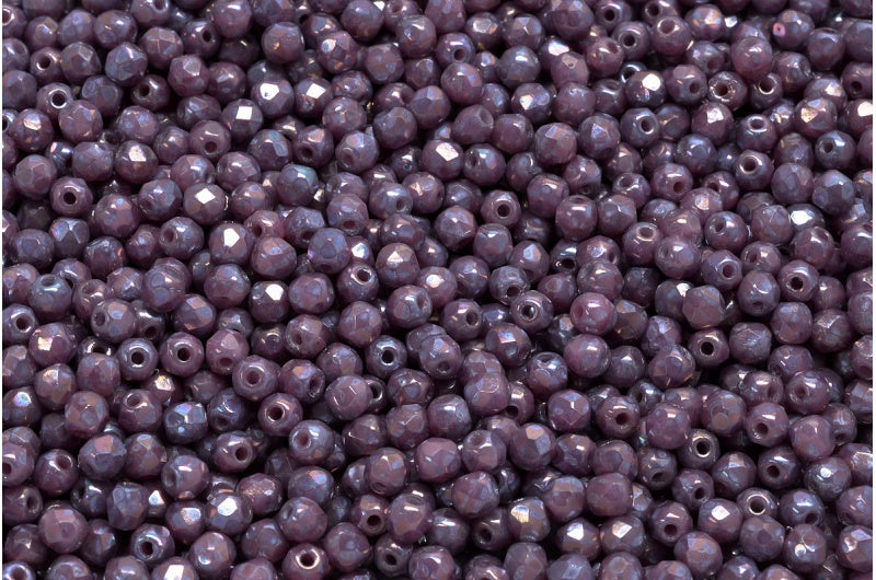 ファセット加工ビーズラウンド、不透明ピンクネビュラ(73030-15001)、ボヘミアクリスタルガラス、チェコ共和国