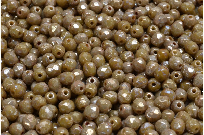 圆形火抛光刻面珠,不透明灰色毕加索(43020-43400),波西米亚水晶玻璃,捷克共和国