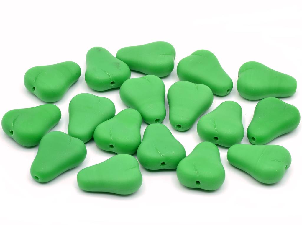 Pressed Beads Pears 16 x 12 mm, Opaque Green Matte (53320-84110), Bohemia Crystal Glass, Czechia 11130259