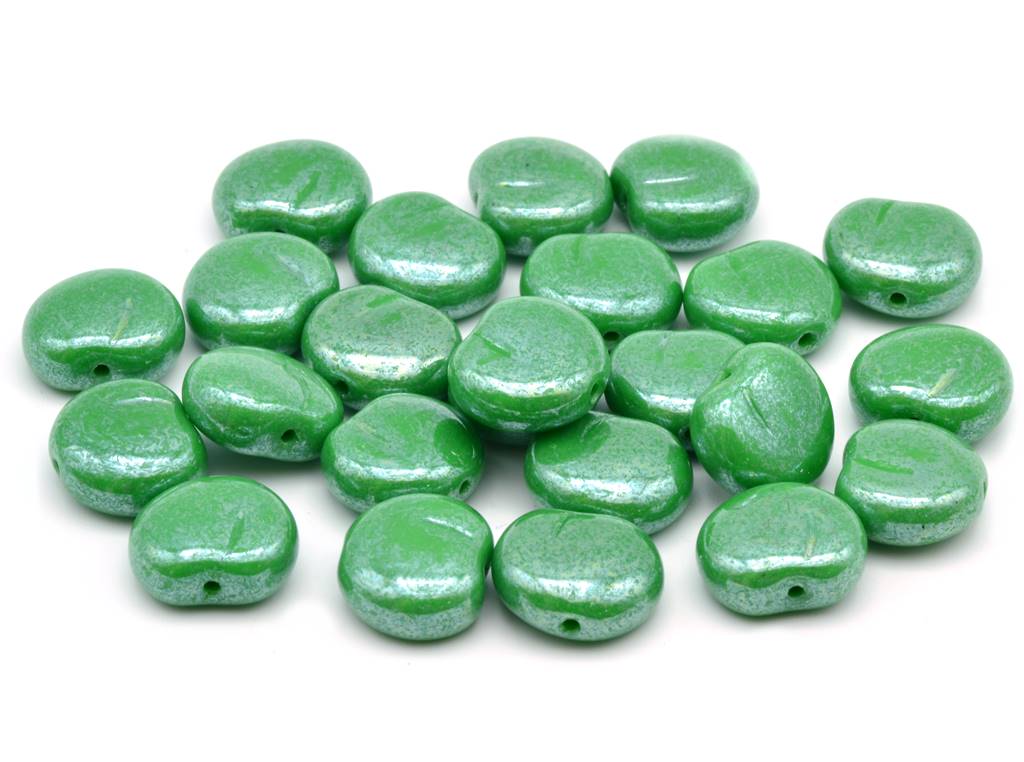 Pressed Beads Apples 11 x 12 mm, Opaque Green Hematite (53320-14400), Bohemia Crystal Glass, Czechia 11130260