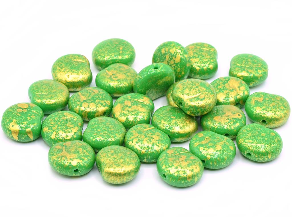 Pressed Beads Apples 11 x 12 mm, Opaque Green 56902 (53320-56902), Bohemia Crystal Glass, Czechia 11130260