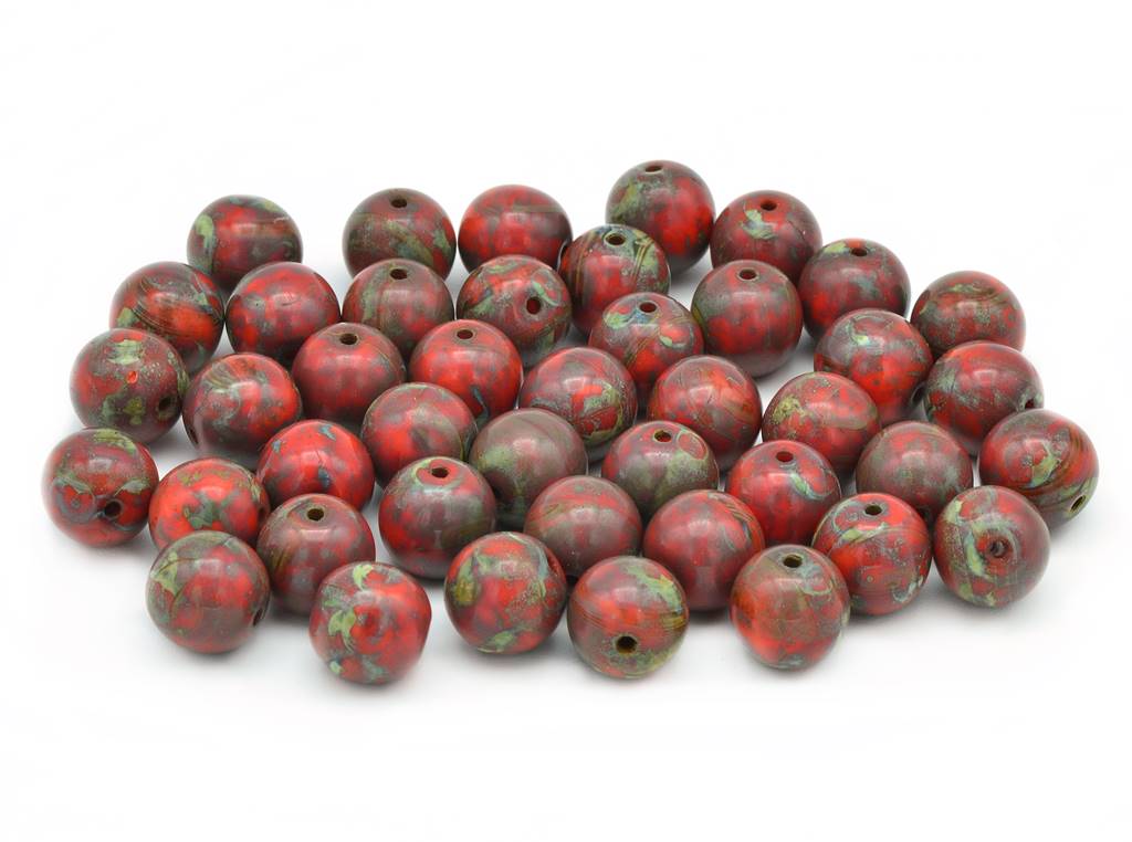 Round Pressed Beads 8 mm, Deep Orange Travertin (93140-86800)